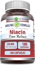 Amazing Formulas Niacin(Vitamin B3) 250 mg 180 Capsules Supplement | Non-GMO | Gluten Free | Made in USA
