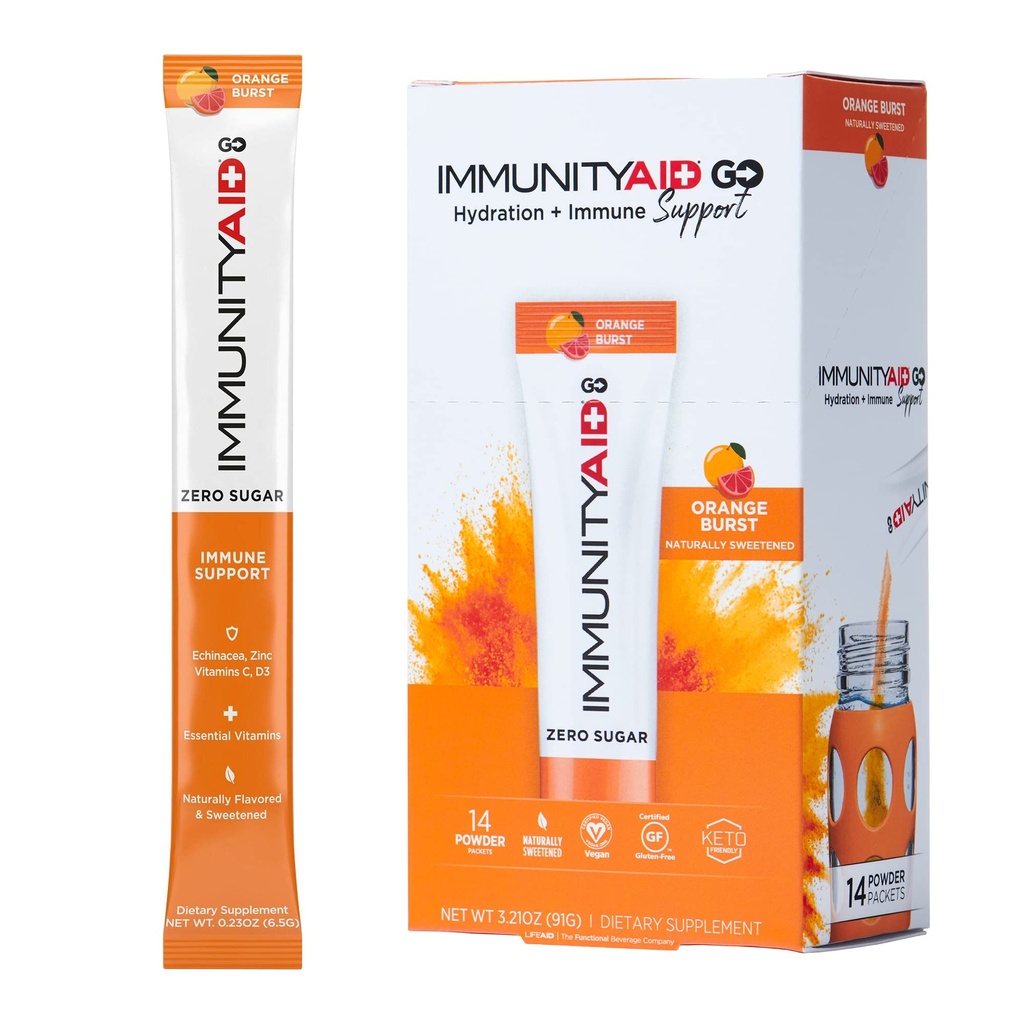ライフエイド・イムニティエイド・ゴー! ゼロ砂糖の免除+水和のパケット、ビタミンC、Echinacea、亜鉛、Astragalusの根、Ketoフレンドリー、ビーガン及びグルテンフリー、5カロリー、自然に甘くされる、カフェイン無し、14のパック