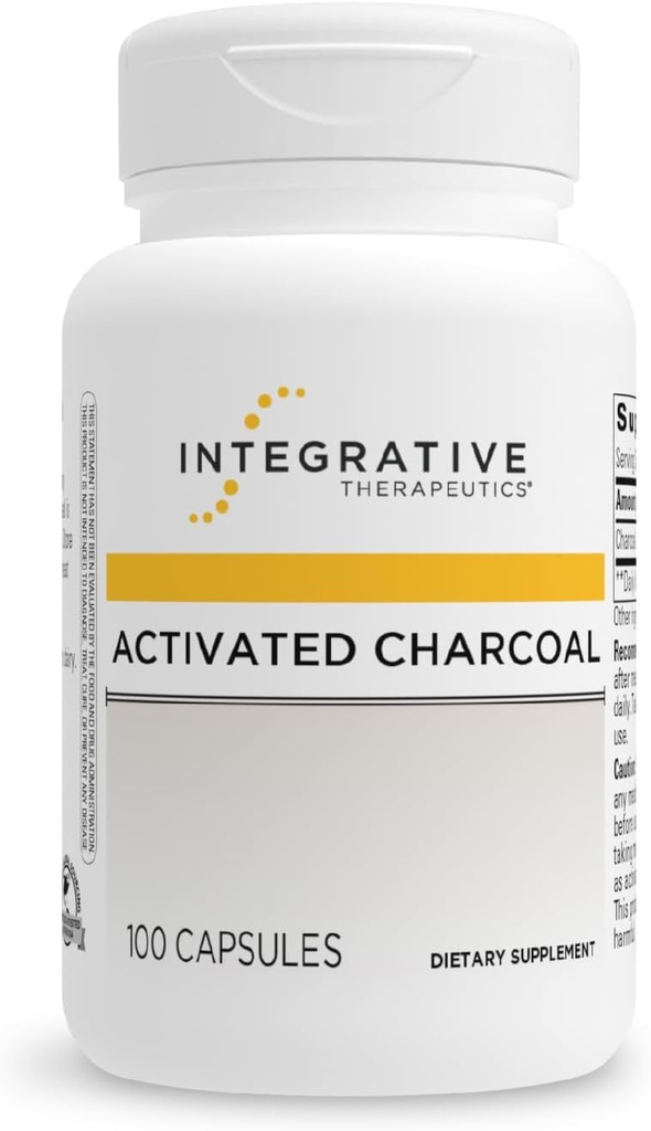 Integrative Therapeutics Activated Charcoal - Digestive & Gut Health Supplement* - Gastrointestinal Support* - Gluten-Free & Dairy-Free - 100 Capsules (50 Servings)