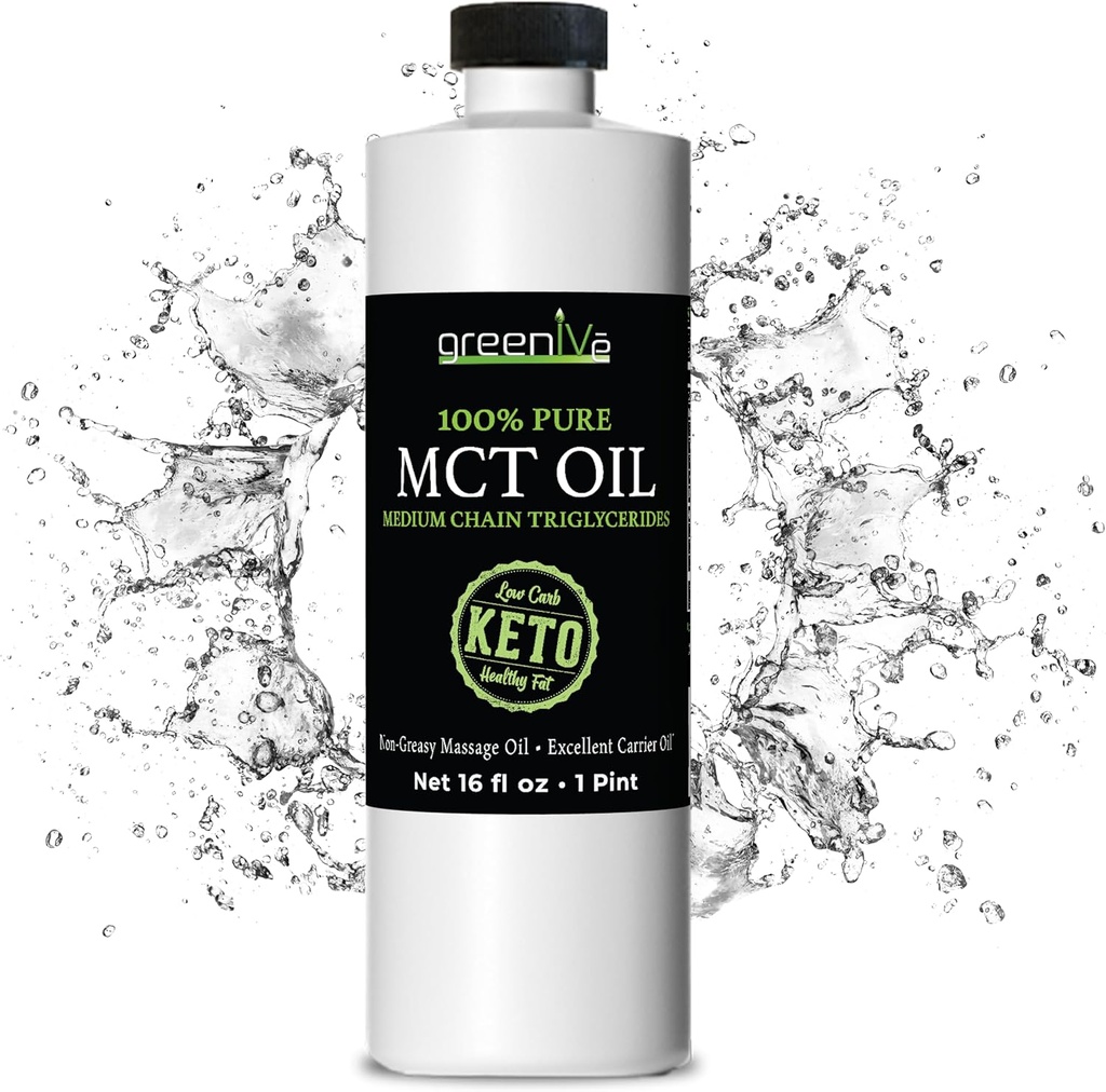 GreenIVe MCT Oil Body and Mind Fuel Non GMO 100% Pure MCT (16 Ounce)