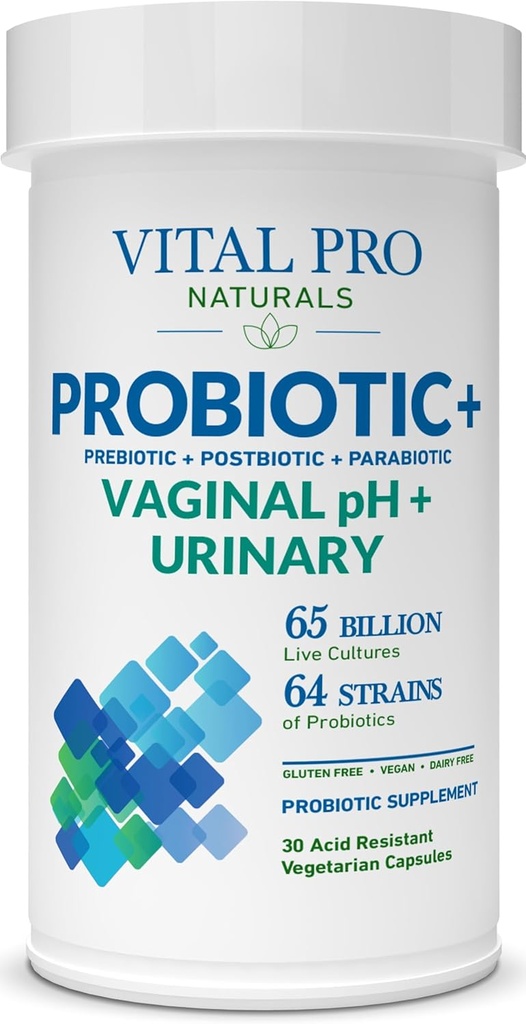 Vital Pro Naturals - 腟pH&尿素プロバイオティクス+ プレバイオティクス、Postbiotics、Parabiotics、女性のための4-in-1サプリメント、高効力、64の緊張、消化器、腟、尿、免疫の健康、30カラット