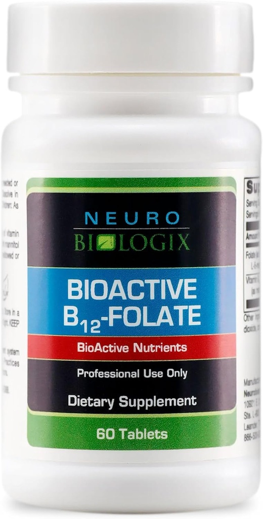 B12 Folate - メチル化および生体機能をサポートするためのメチル Folate サプリメント - Bioavailable B12(Methylcobalamin)& Folate(Metafolin® 5-MTHF)で、吸収性を強化 - 60 タブ