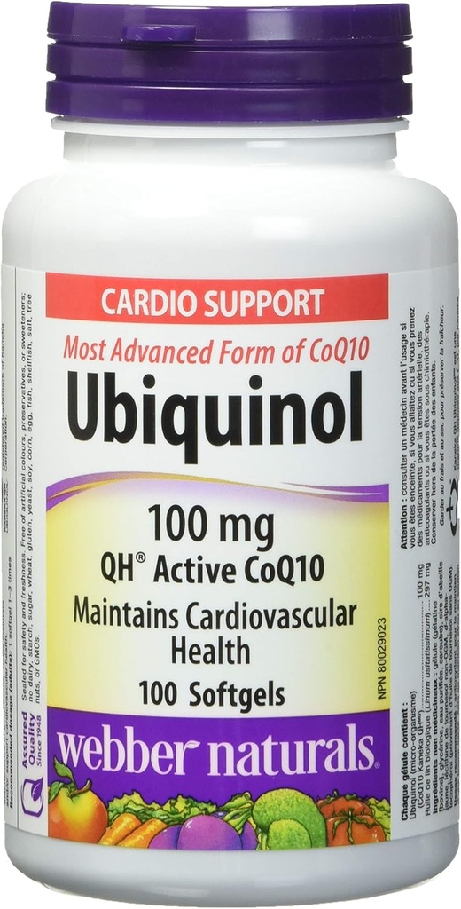 WebberナチュラルUbiquinol 100mg QHアクティブCoQ10、100ソフトジェル