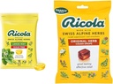 Ricolaの砂糖の自由なレモン ミントの草の咳の抑制剤の喉の低下、105ct袋及び元の自然なハーブの咳の抑制剤の喉の低下、45の低下、自然に咳を戦う