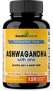 SANDHUHERBALS Sandhu Herbals Ashwagandha Supplement| 120 Organic 4 in 1 Capsules, 2 Months Supply| with Zinc, Black Pepper & Holy Basil Extract| Supports Immune Health| Non-GMO