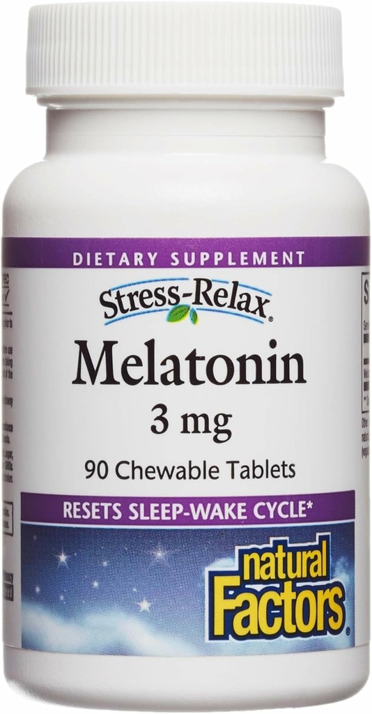 自然な要因、自然な眠りの援助による圧力RelaxのMelatonin 3のmgは、睡眠漏出周期、90のchewableタブレット(90のサービング)、Peppermintの味をリセットします