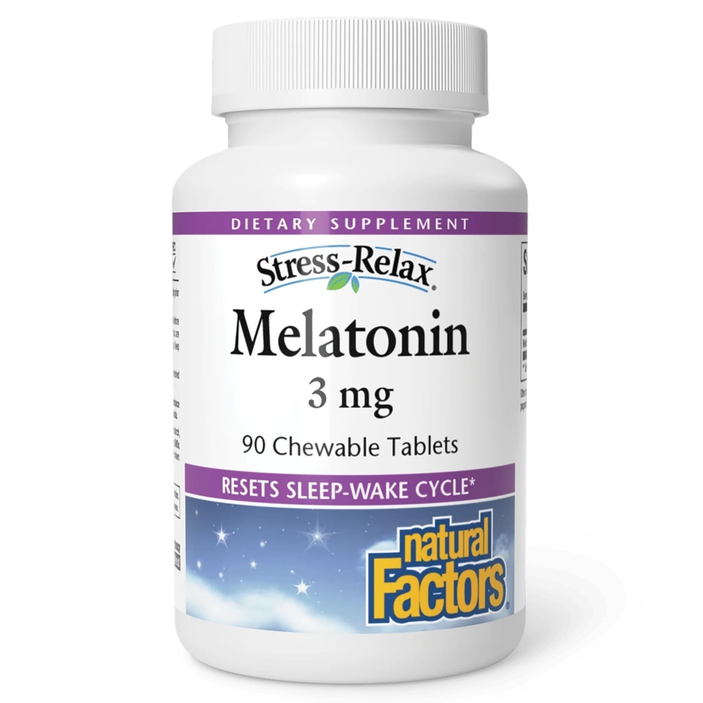 自然な要因、自然な眠りの援助による圧力RelaxのMelatonin 3のmgは、睡眠漏出周期、90のchewableタブレット(90のサービング)、Peppermintの味をリセットします
