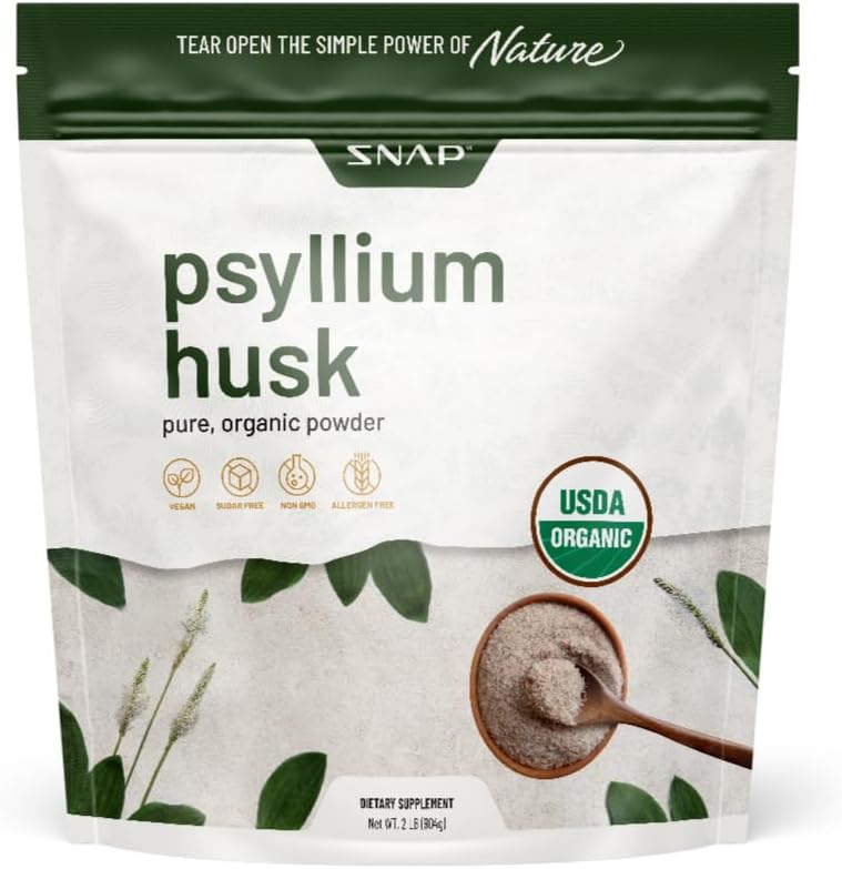 スナップは、Psylliumの殻USDAの有機性の粉、サポート健康なガット、清潔な消化器系、援助の消化器の健康、非GMOの純粋な有機性の粉、2LBを補います