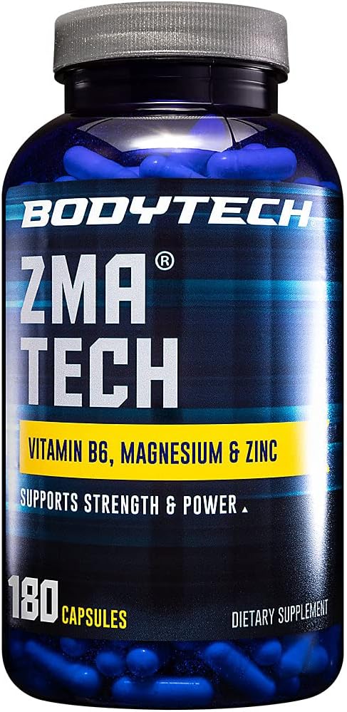 BODYTECH ZMAプレミアム亜鉛、マグネシウム、ビタミンB6サプリメントは、強化された筋肉の回復、改善された睡眠の質、および最適免疫の健康をサポートし、筋肉の強度をブースト(180カプセル)
