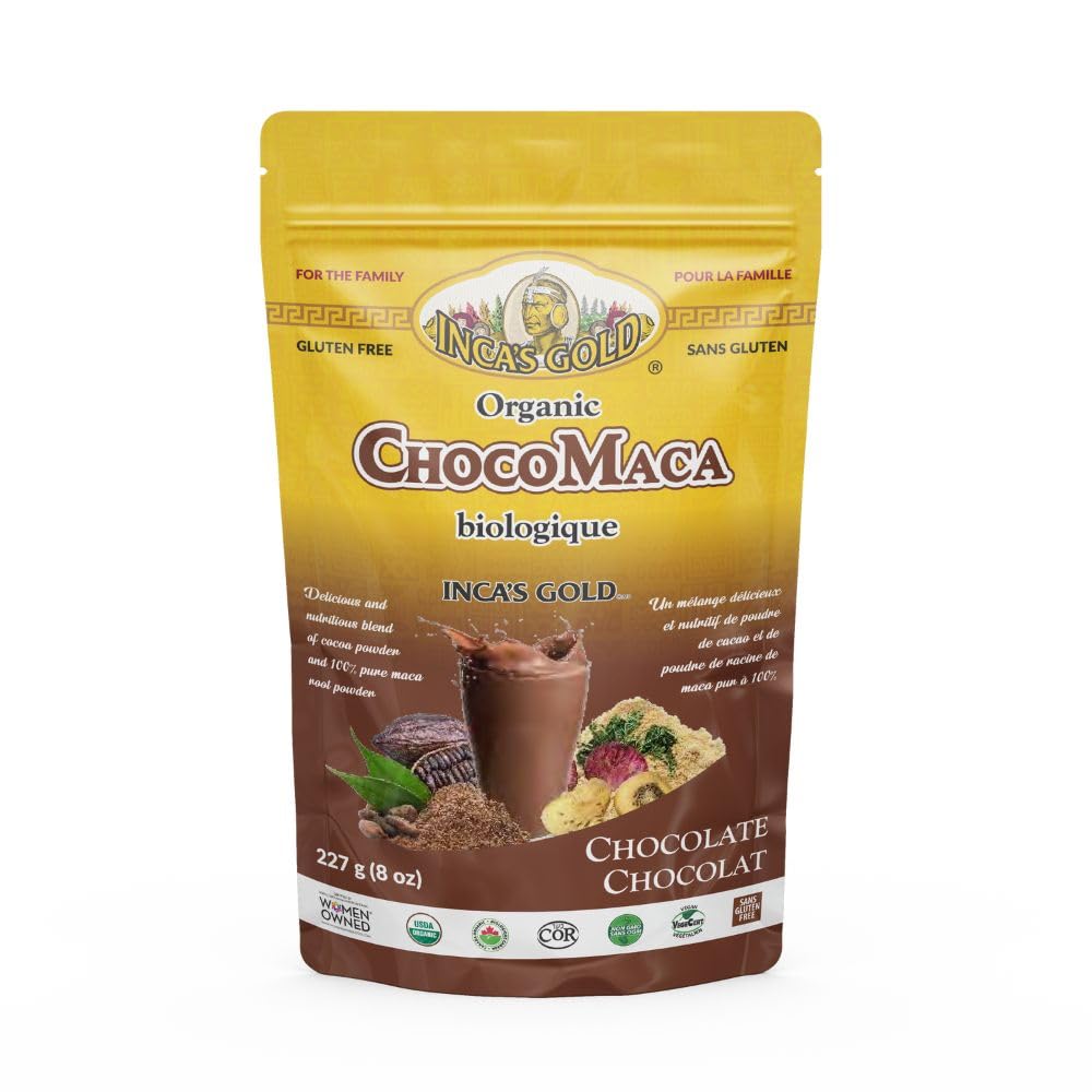 INCA'S GOLD Organic Cocoa & Maca Powder、227g、おいしいと栄養価の高い適応性スーパーフードブレンド、グルテンフリー、コーシャ、非GMO