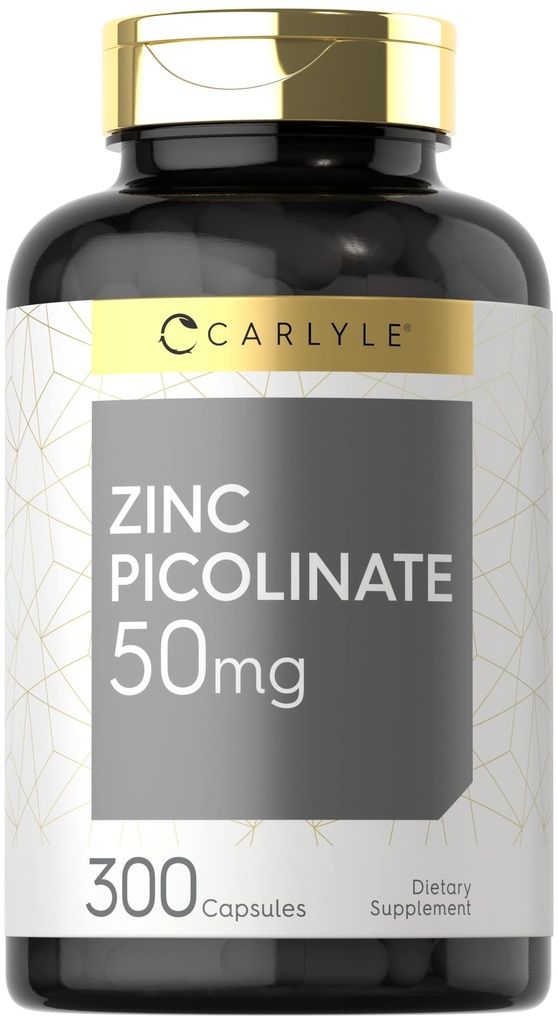 カルライル亜鉛ピコリン酸塩50mg | 300カプセル | 非GMOおよびグルテンフリーの補足