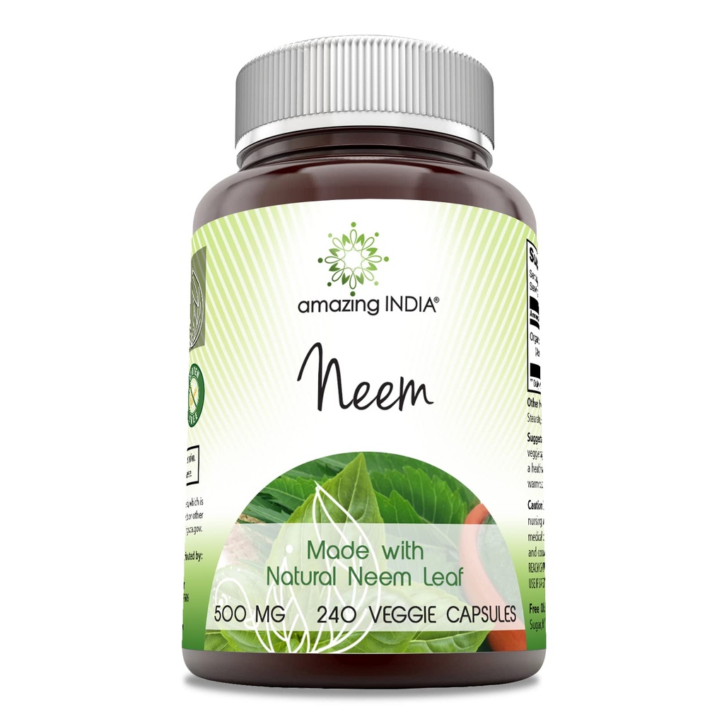 アメイジング・インディア・ネム(天然ネムリーフ産) 500mg ベジギーカプセルサプリメント | 非GMO | グルテンフリー | アメリカ製 | ベジタリアン向け(240)