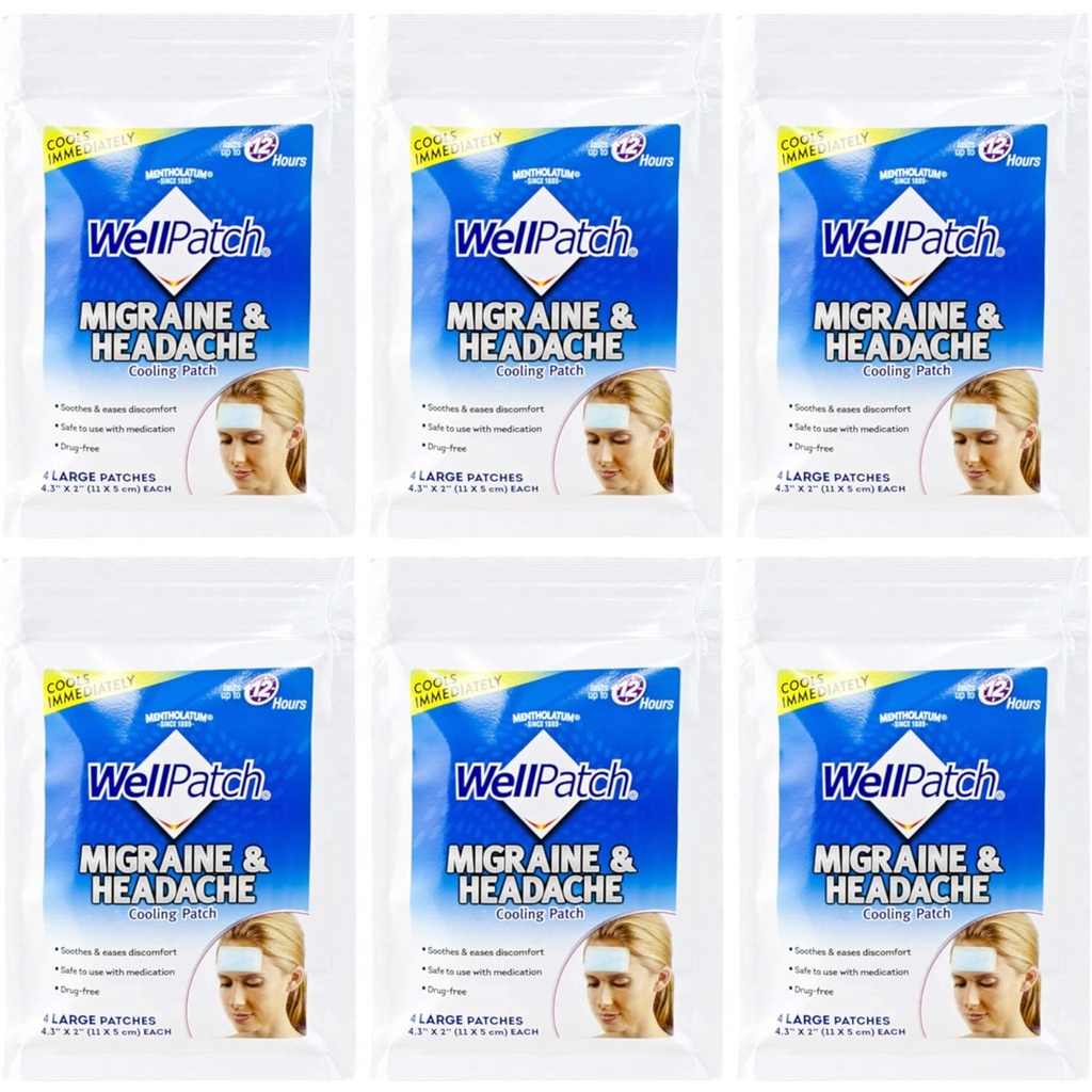 WellPatchの冷却の頭痛のパッド、パックのMigraine 4のパッド。 (パッキング6)= 24pads