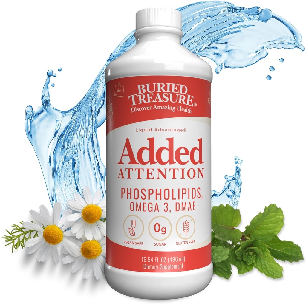 Buried Treasure - Added Attention - Children's Learning Support with GABA DHA Vitamin B and Herbal Blend - Aid Healthy Brain Functions - Improved Short-Term Auditory Memory Focus & Behavior 16.54 oz