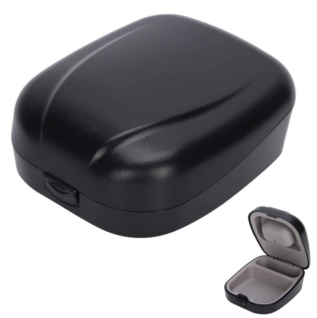 Behind‑The‑Ear Hearing Aid Case,Waterproof Drop Resistance Storage Box Portable Protective Box Hearing Aid Container for Storing Hearing Aids(Black)