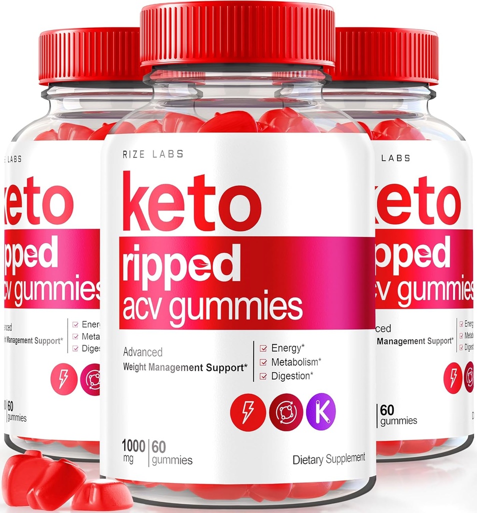 rize labs (Pack of 3 Keto Ripped ACV Gummies, Official Keto ACV Gummies Advanced Weight Loss Support, All Natural Apple Cider Vinegar, Premium Keto Plus ACV Gomitas Reviews (180 Gummies)