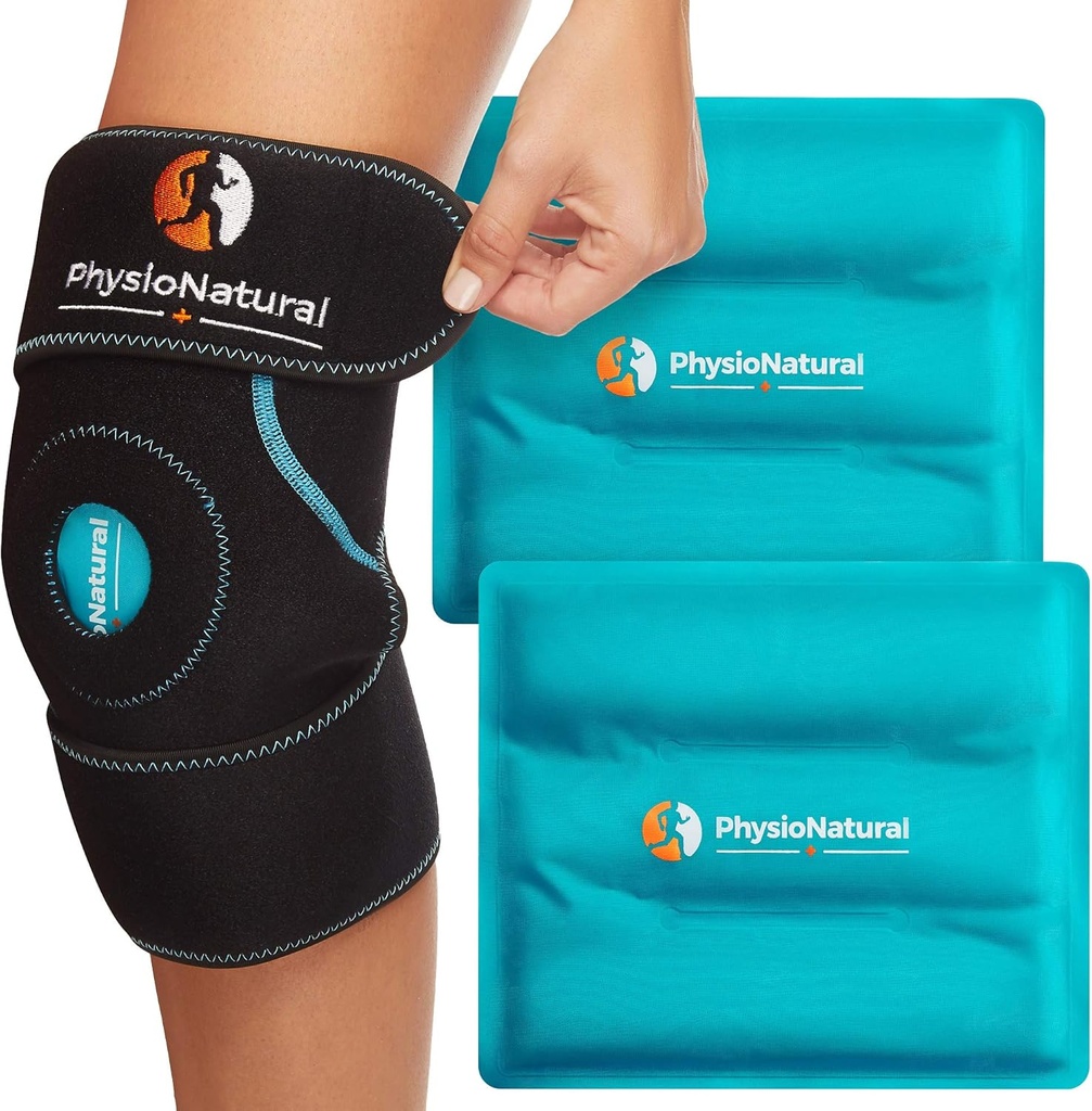 膝の痛みの軽減のためのPhysioNaturalアイスパック、足の傷害のための再使用可能なゲルのアイスラップ、膨張、膝の取り替えの外科、関節炎、Menscusの涙およびACLのための風邪の圧縮療法