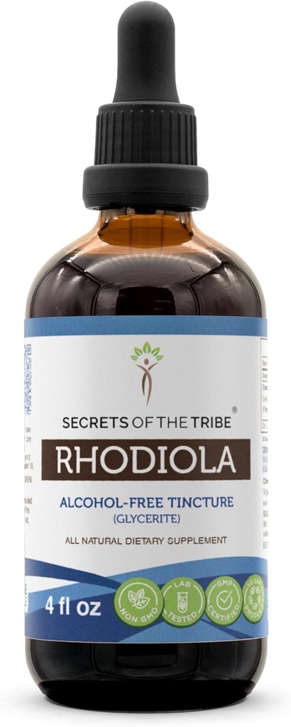 Tribe Rhodiolaアルコールフリーのチンキ(Glycerite)の秘密 655 mg Rhodiola (Rhodiola Rosea) 乾燥ルート (4 Fl Oz) エネルギー サポート補足