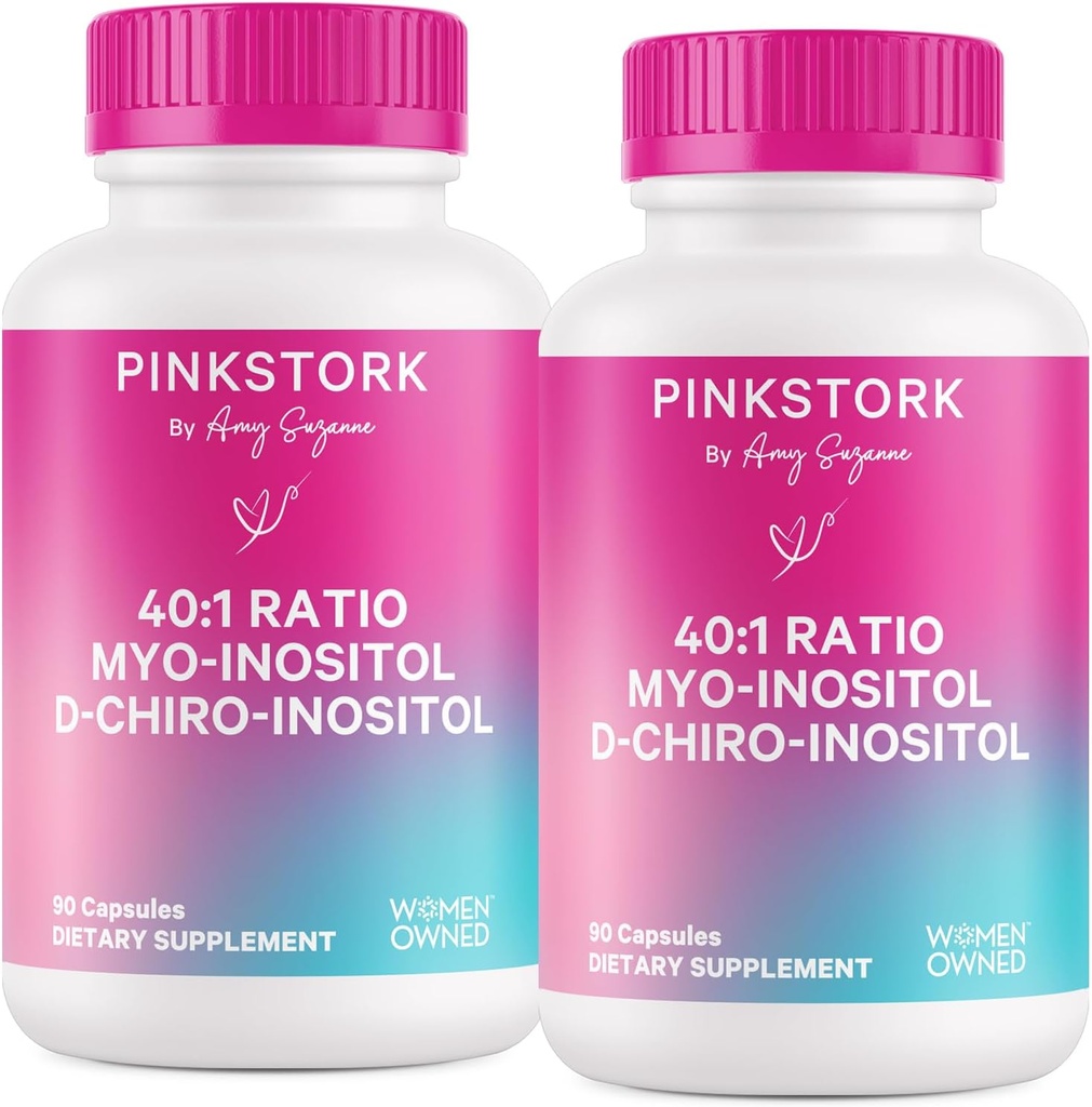 ピンクのストークMyo-Inositol&D-Chiro Inositolサプリメント - 女性のホルモンバランス - オワリアンサポート - 40:1レシオ - 女性のための豊饒サプリメント - 180カプセル、2ヶ月の供給