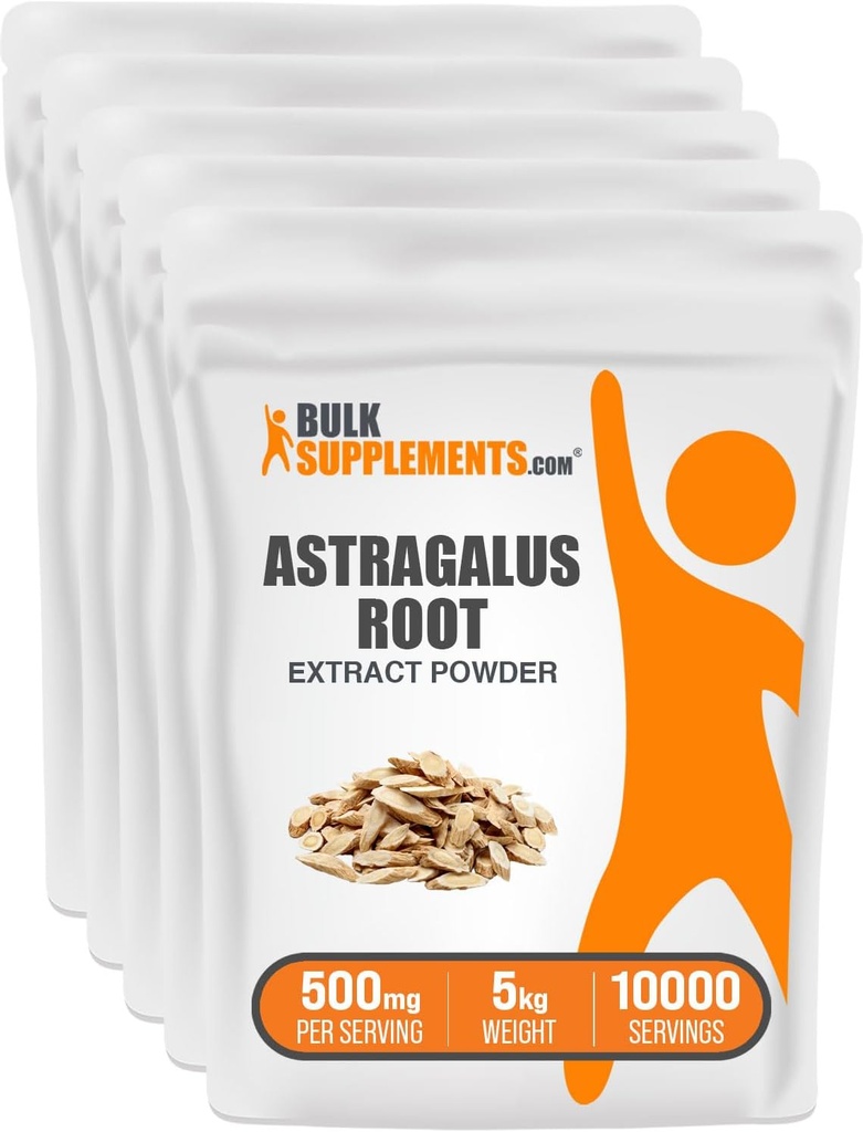 BulkSupplements.com Astragalusエキスパウダー - Astragalus Root、Astragalusサプリメント - ビーガン&グルテンフリー、Astragalusパウダー - サービングあたり500mg、1kg(2.2ポンド)(5のパック)