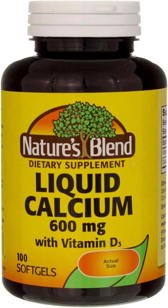 Liquid Calcium 600mg with D-3 (100 Softgels) 3 BOTTLES Total of 300 Softgels