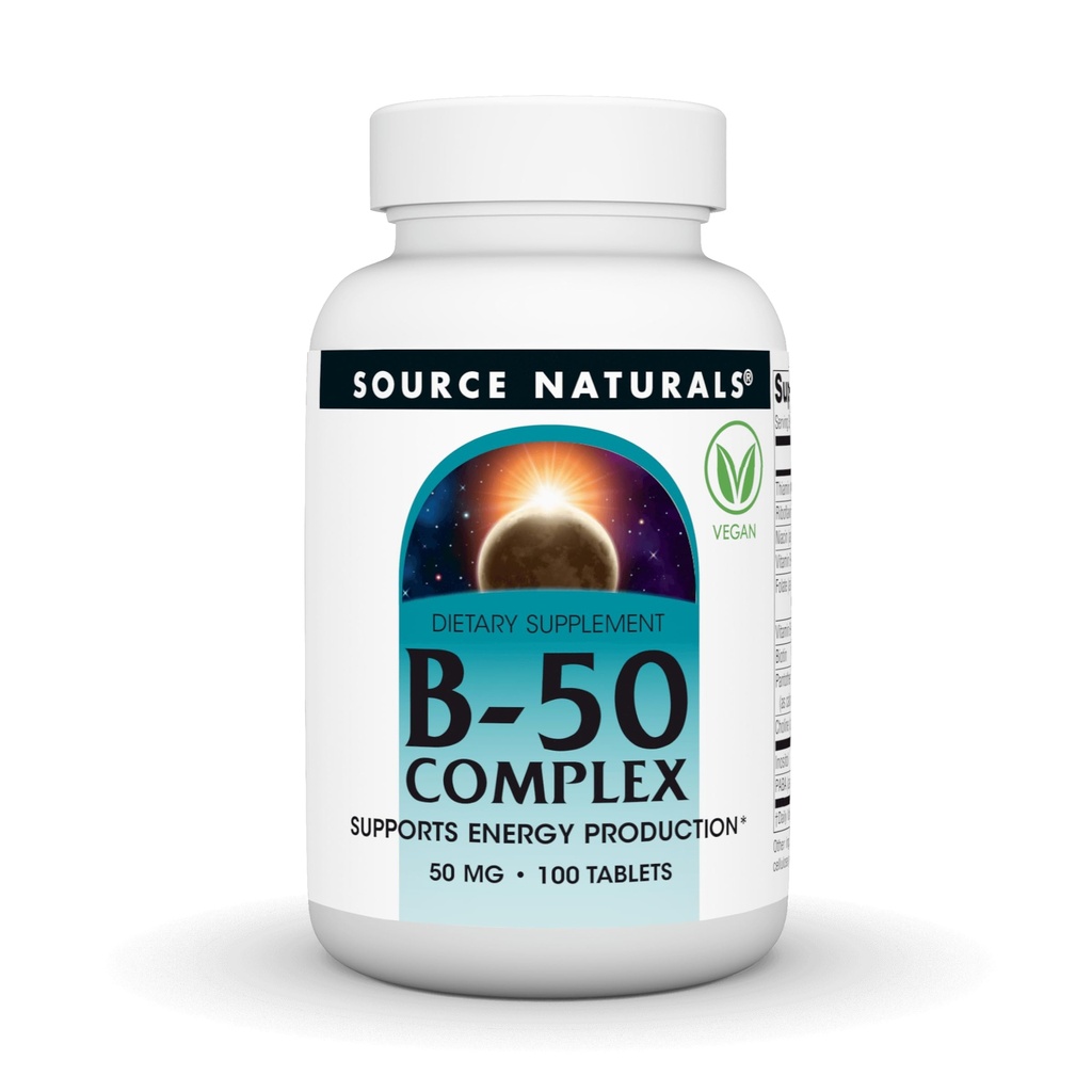 ソースナチュラルズB-50コンプレックス - エネルギー生産をサポート* - 50 mg - 100錠