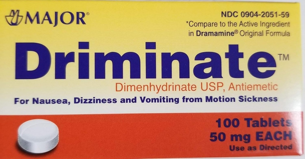 主要なDriminate®のDimenhydrinate 50mg 100 CtのNausea、Dizzinessおよび動きの病気からの嘔吐