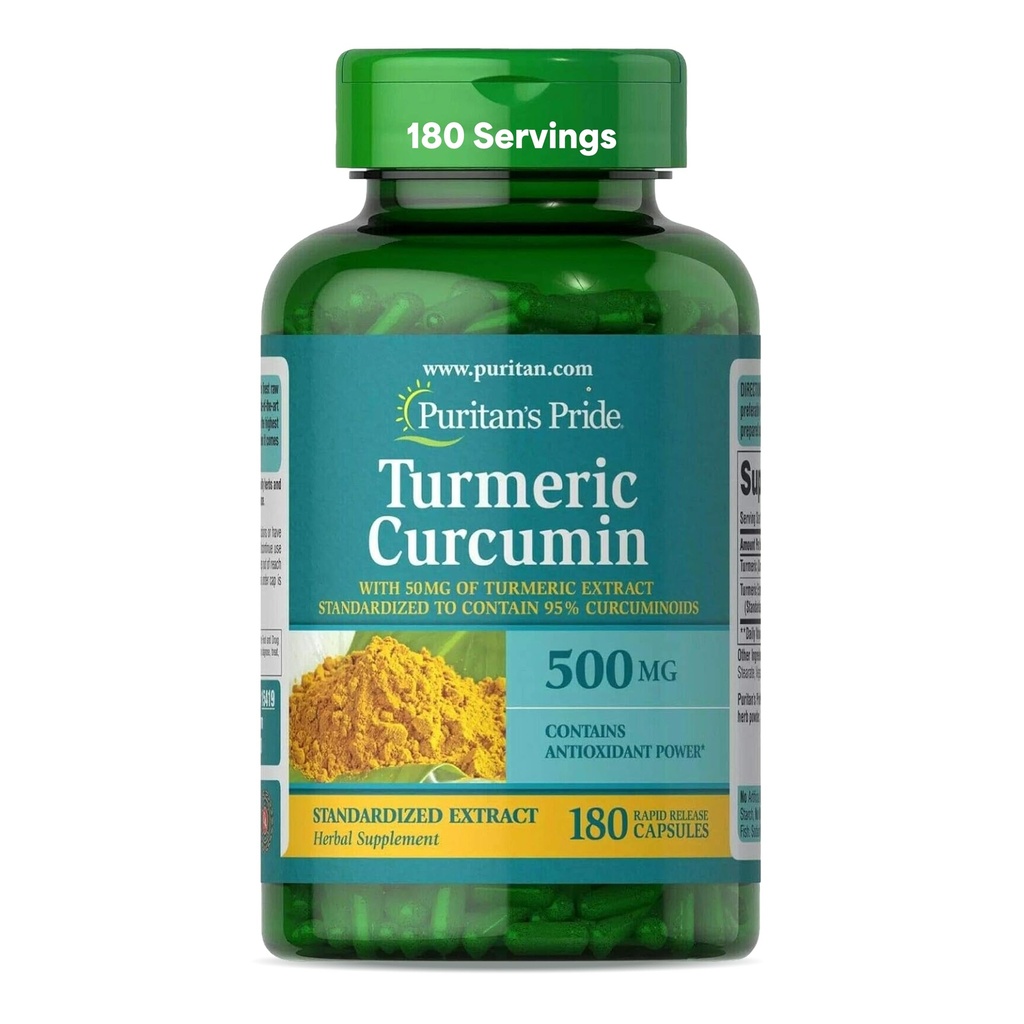 Puritanのプライドターメリッククルクミン500mg、95% Cucuminoids、アンチオキシダント健康のためのハーブ栄養補助食品、180のRadepid解放のカプセルに立ちました