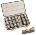 Pill Organizer 3 Times A Day, Pill Box 7 Day - Acedada Weekly Travel Medicine Organizer Box, Large Pill Container Holder Vitamins Case Pill Dispenser, Brown