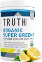 Truth Nutrition Super Greens Powder - Organic Green Superfood Powder to Boost Energy & Immunity, Healthy Digestion for Men & Women, Green Supplement Smoothie Powder Mix (Lemon)