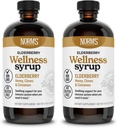 Norm's Farms Wellness ブラック エルダーベリー シロップ with Honey, Cinnamon & Cloves - アメリカ製, ナチュラル 免疫 サポート, いいえ アルコール or フィラー, グルテンフリー, 非GMO, 完全エルダーベリー シロップ - 2PK 8 Oz