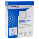 2" x 2"ドレッシング(1x1パッド) AMERX Bordered Gauze - 粘着バンデージ - 防水バリア - 自己接着ボーダー - 通気性、低刺激性 - ボックスあたり15パッド