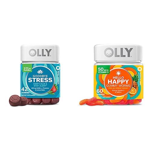 OLLY グッドビーストレスとこんにちはハッピー ガミー スターター パック バンドル, カルムをキープ, 気分のサポート, 42 と 60 カウント