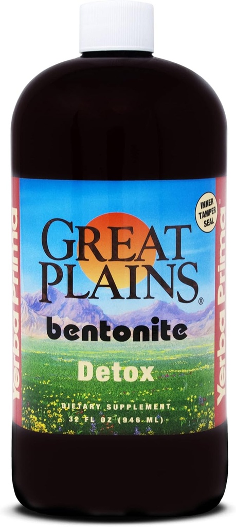 Yerba Primaの大きい平野Bentonite - 32のoz -自然な内部液体の粘土の清潔になる補足- BPAなしのプラスチックびん