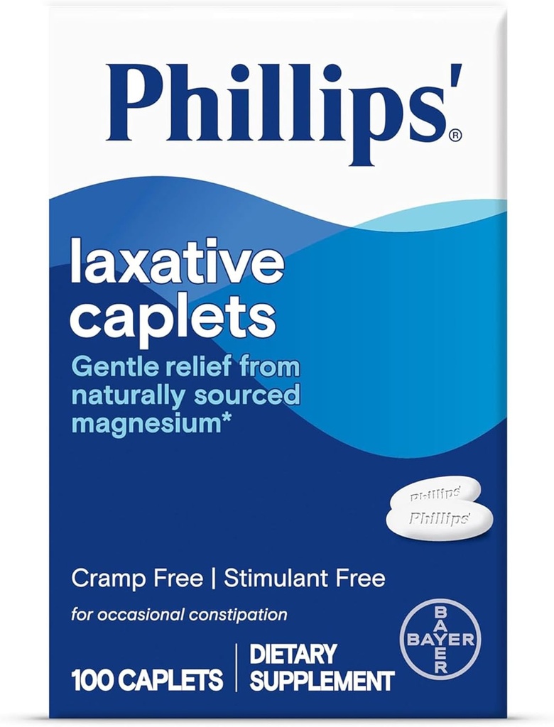 Phillips の Laxative Caplets、自然に Occasional 便秘、Cramp および興奮剤の自由な乳剤、100 の小箱の穏やかな救助のためのマグネシウムの補足と、