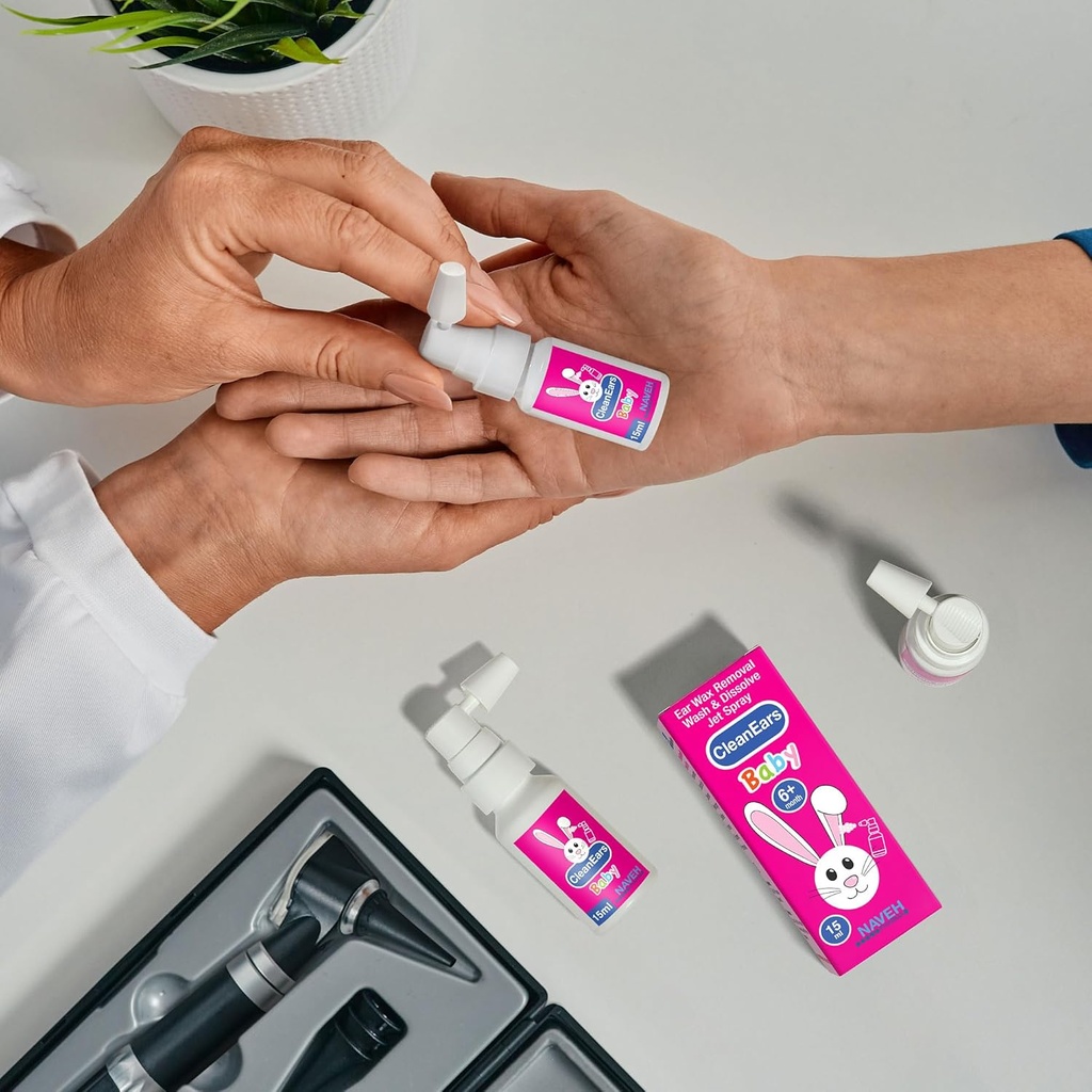 NAVEH PHARMA CleanEars Baby Earwax Removal Spray 0.5 Fl Oz (1 Unit) + NAVEH PHARMA Dry Ears Spray 1 Fl Oz (1 Unit)