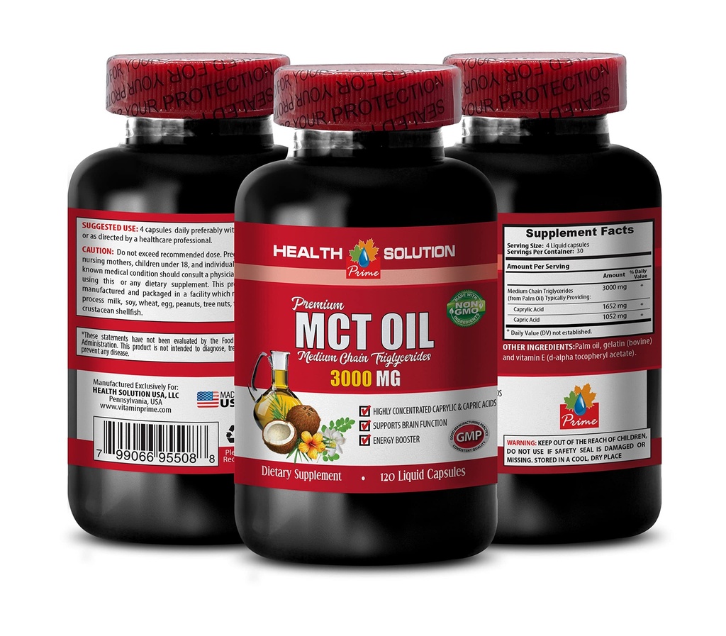 免疫系ブースター - MCTオイル3600MG、100%ピュア - ミディアムチェーントリグリセリド、mctオイルサプリメントソフトジェル、mctオイルピルオーガニック、mctオイルカプセル、mctオイルピル、mctオイル - 1ボトル(120ソフトジェル)