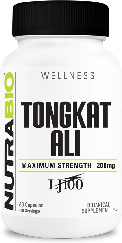 NutraBio Tongkat Ali Longjack 100 サプリメント - 筋肉量、強度、パフォーマンスのための自然なサポート - カプセルあたり男性200mgのためのロングジャックTongkat Ali、60 のサービング