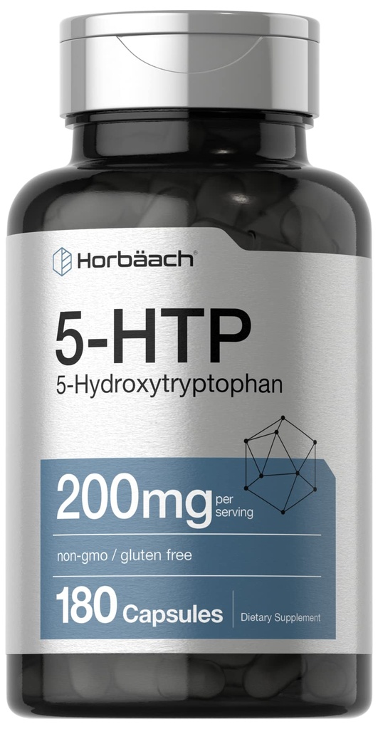 ホルバハチ5HTP 200mgサプリメント | 180カプセル | 5 Hydroxytryptophan | Griffonia Simplicifolia | 余分な強度 | 非GMO、グルテンフリー