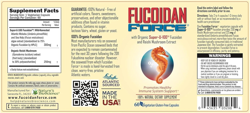 FUCOIDAN FORCE® 6ボトルパック(4 + 2無料) #1 FUCOIDANは、米国で作られた - 最大電力と利点のために処方