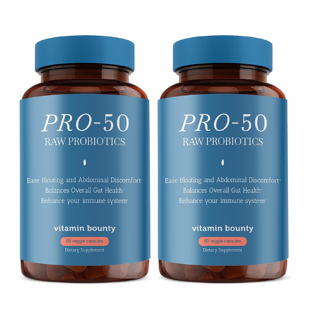 ビタミンBunty Pro-50プロバイオティック50ビリオンCFU - 男性と女性のための13ストレーナーサプリメント + プレバイオティクス - 消化の健康とガットサポート - Lactobacillus&Bifidobacterium - 遅延解放カプセル、2パック