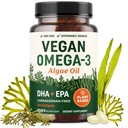 ビーガンオメガ3藻油 | プラントベースDHA EPA | 持続的に供給される、カラギーナン、非GMO | ハート、脳、眼の健康 | 魚油代替品 | 藻オメガ3サプリメント | 60ソフトカプセル