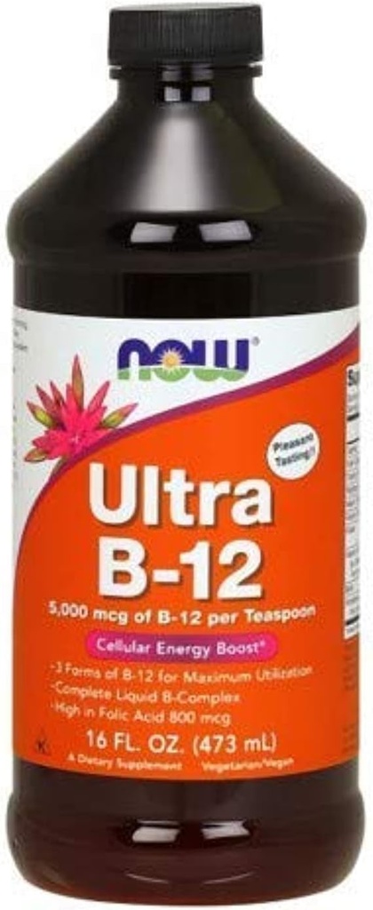 NOW食品 - 超B-12液体セルラーエネルギーブースト5000 mcg。 - 16 oz。(2パック)