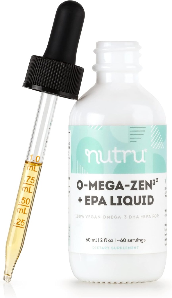 Oメガゼン3 +EPAビーガンオメガ3 DHA EPA液体サプリメント - Algal Omega3エッセンシャル脂肪酸 - 2 Fl Oz