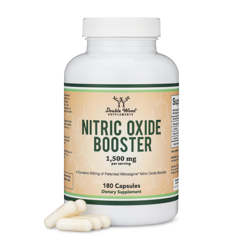 窒素酸化物サプリメント(Stim Free Pre Workout) - Nitric Oxide Booster with Nitrosigine、L Arginine、L Citrulline(Clinically No2 Nitric Oxide Flow) 180 カプセルをダブルウッド
