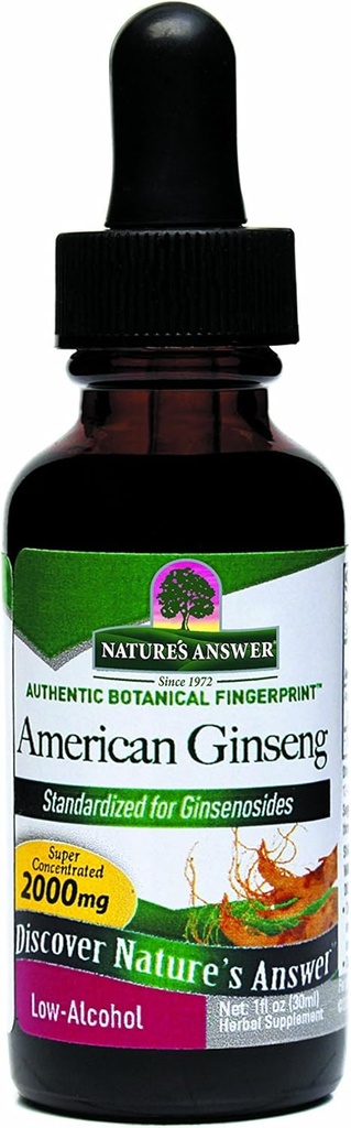 Nature's Answer American Gingseng Rootは、オーガニックアルコールとサプリメント、1-Fluid Ounce | Immune Support | 認知機能の促進 | 自然エネルギーブースター