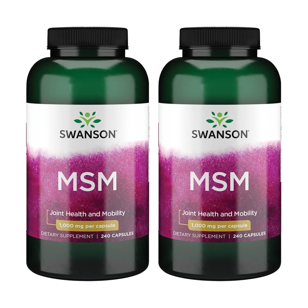 スワンソンMSM - モビリティと共同健康サポートを促進するエッセンシャルミネラル - 軟骨、コラーゲン、髪を含むコネクティブティッシュの健康を維持するのに役立ちます - (240カプセル、1000mg各) 2パック