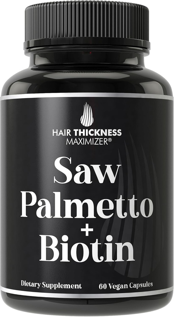 Saw Palmetto + Biotin Advanced 2-in-1 Combo for Hair Growth. Vegan Capsules Supplement with Natural Saw Palmetto Extract + 10000mcg Biotin. Hair Loss and Regrowth Pills for Men and Women. DHT Blocker