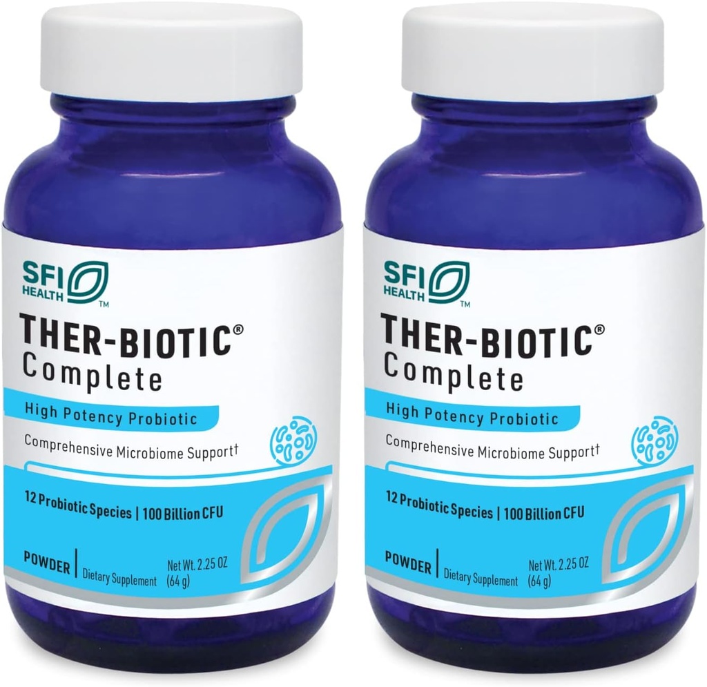 Klaire Labs SFI健康Ther-Biotic完全プロバイオティックパウダー - 100 Billion CFU - 消化の健康と免疫サポートのための男性と女性のプロバイオティクス - 乳液フリー、低刺激性(64g、2パック)