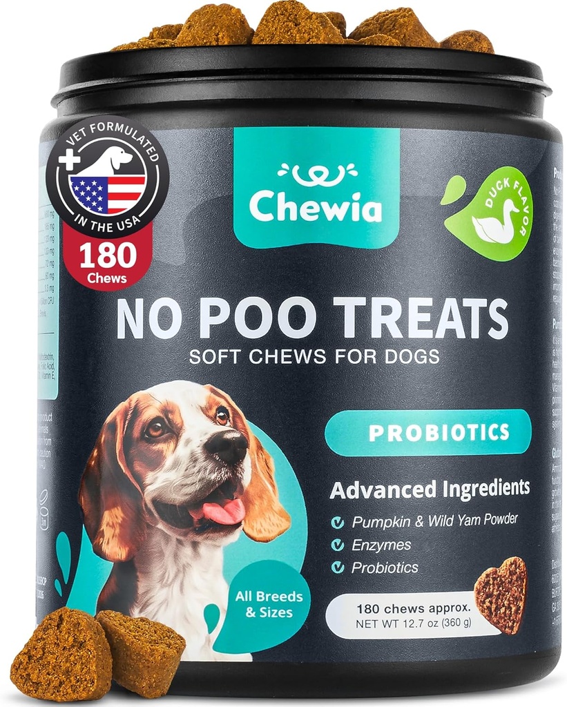 犬のためのPoo Chewablesなし - 酵素と消化の健康のためのプロバイオティクス - Coprophagia Deterrent - 犬の便の食育 - 消化器、歯科、ガット&免疫の健康 - ポップの摂食なし
